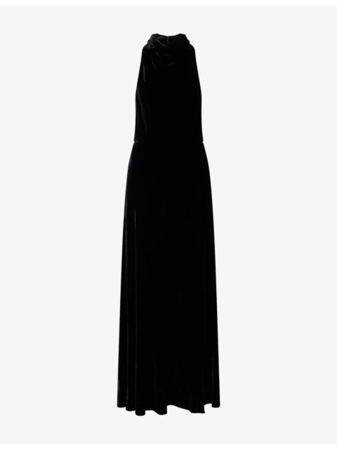 Draped Sleeveless Woven Maxi Dress