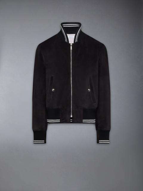 CALF SUEDE RIB KNIT BOMBER JACKET