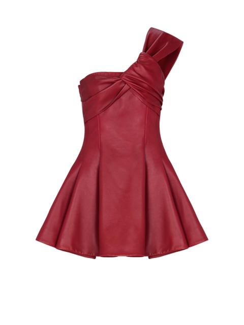 Smooth leather one-shoulder dress
