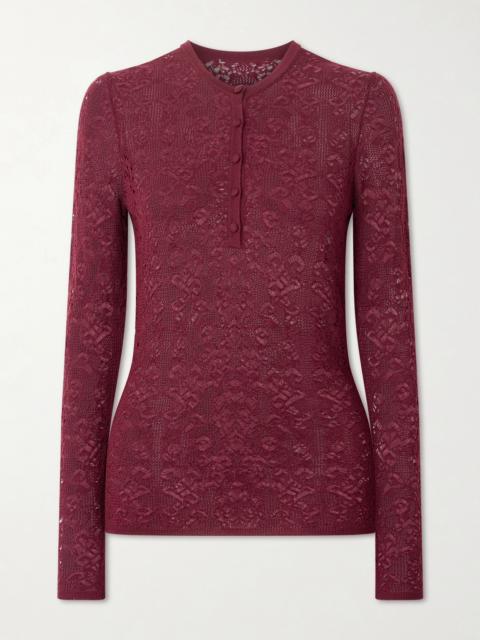 Garivan Pointelle-knit Wool Henley Top