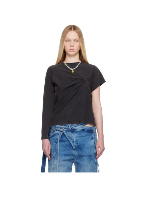 Black Shifted Sleeve Top