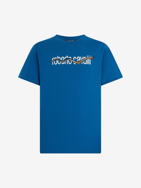 Blue T-shirt with Logo and Snake