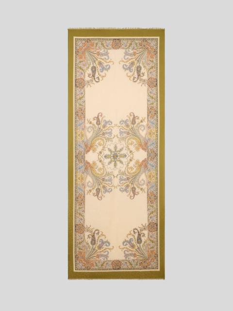 COTTON-BLEND JACQUARD SCARF WITH FLORAL MOTIF