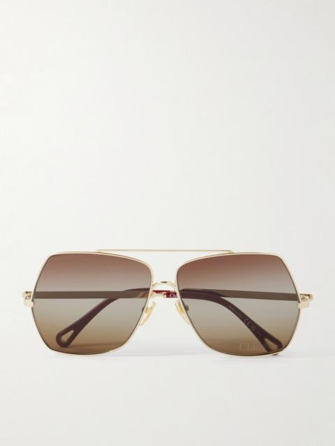 Oversized aviator-style gold-tone sunglasses Gold