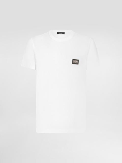 Cotton T-shirt with branded tag