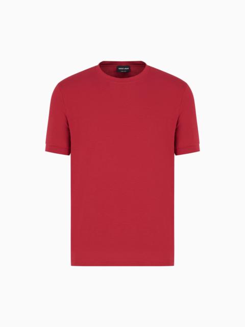 Crew-neck short-sleeved T-shirt in stretch viscose jersey