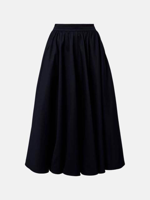 Pleated cotton midi skirt