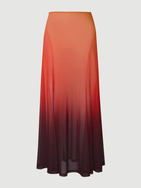Ombre Sunset Mesh Godet Maxi Skirt