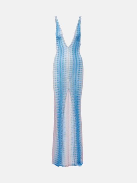 Zigzag ombré lamé maxi dress