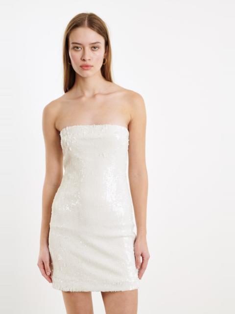 WHITE SEQUIN MINI TUBE DRESS