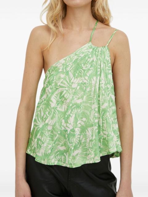 one-shoulder pleated top