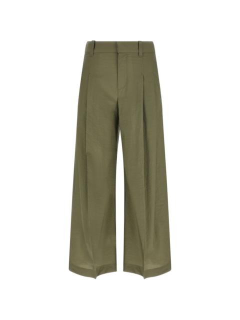 double-pleat wide-leg trousers