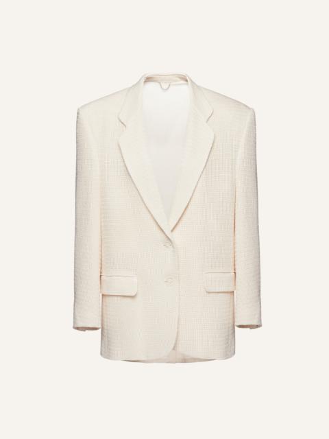 Tailored oversized handwoven blazer in cream