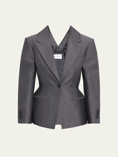 Slashed Wool Single-Breasted Jacket