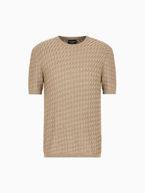 ICON VISCOSE-BLEND JUMPER WITH TWO-TONE OP-ART JACQUARD