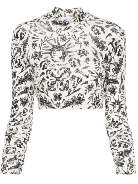 tattoo-print cropped trop