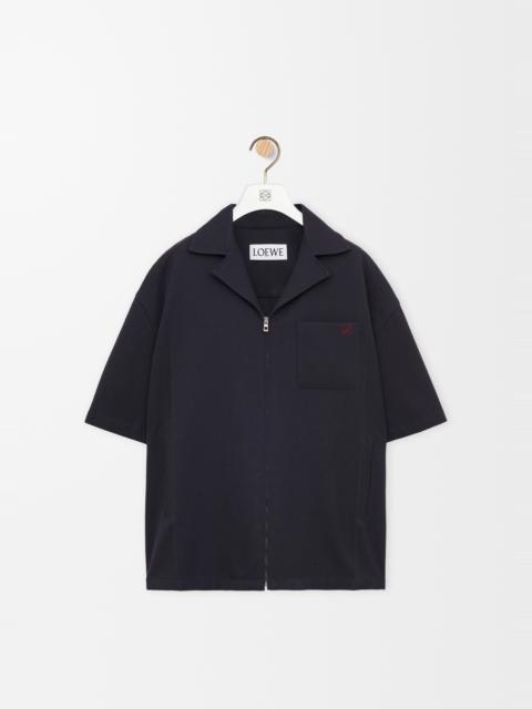 Short sleeve shirt in wool