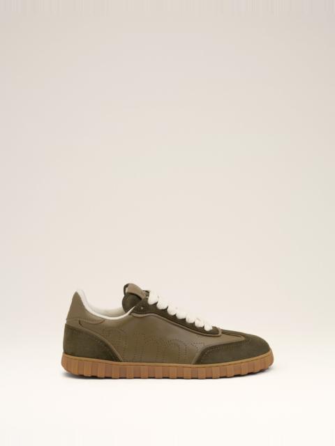 GREEN COWHIDE LEATHER STEP SNEAKERS