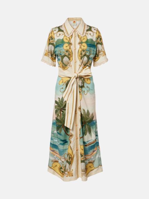 Royal Sea printed linen-blend shirt dress