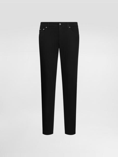 Washed black slim-fit stretch jeans