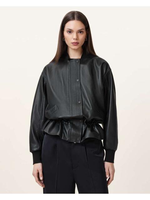 SOFI DRAWSTRING LEATHER BOMBER JACKET