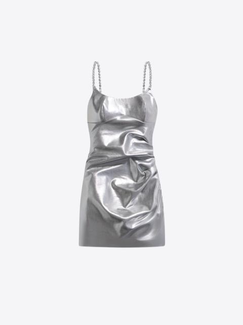 CRYSTAL STRAP METALLIC MINI DRESS