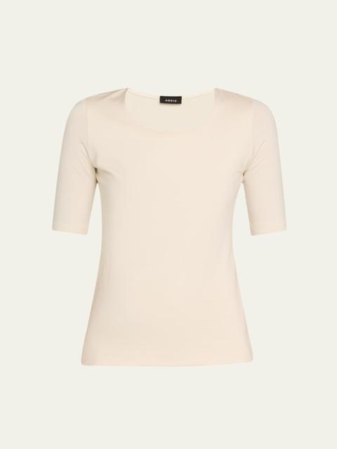 Scoop-Neck Silk Jersey T-Shirt