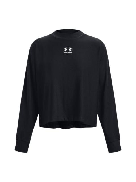(WMNS) Under Armour Logo Rival Terry Oversized Crew 'Black' 1376995-001