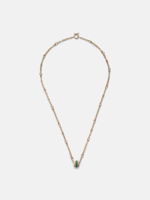 Gravity 18kt gold chain necklace with diamond and emerald