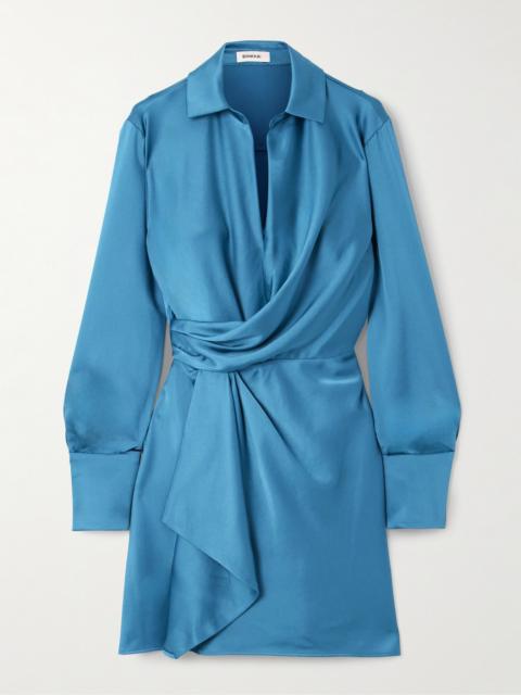 Talit Wrap-effect Draped Satin Mini Dress