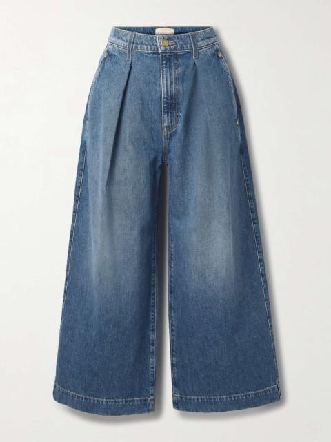 The April cropped pleated high-rise wide-leg jeans