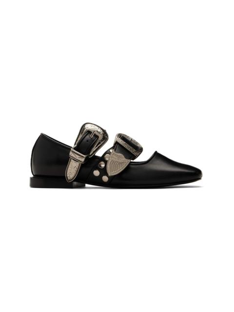 SSENSE Exclusive Black Metal Leather Ballerina Flats