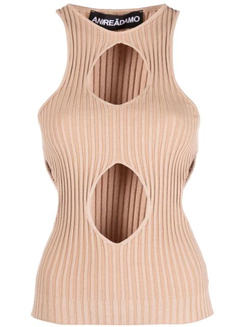 cut out-detail ribbed-knit top