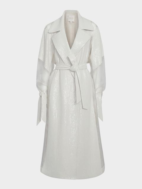 Foreign Affair Sequined Silk Organza Trench Coat