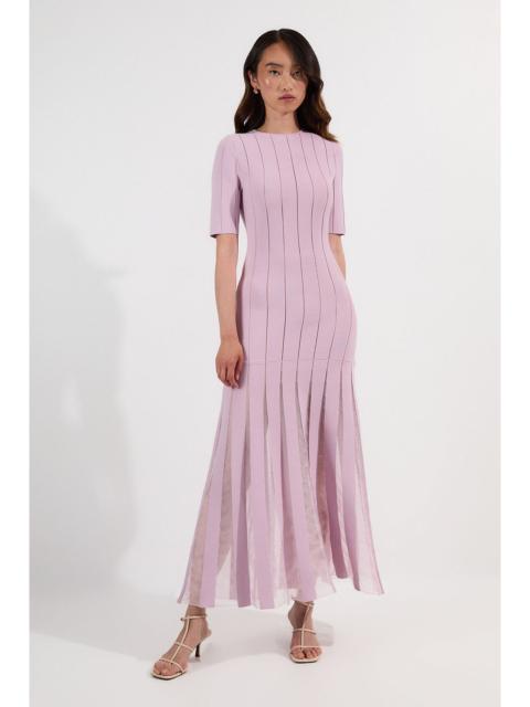 Viscose Blend Filament Full Skirt Knit Short Sleeve Midi Dress