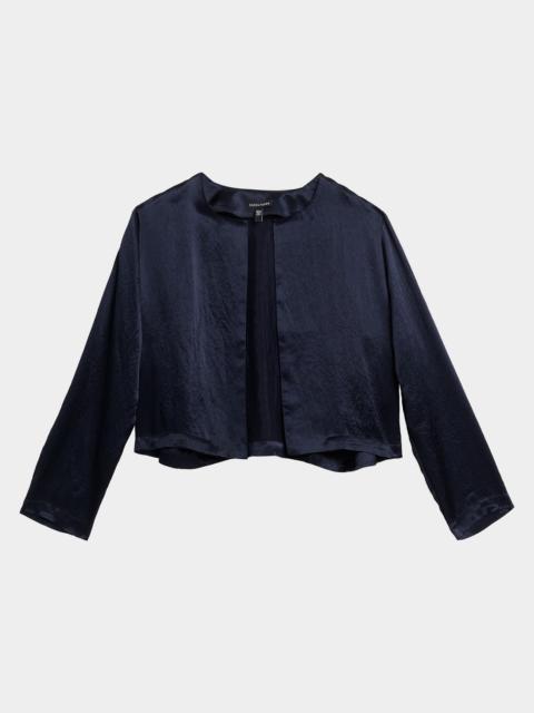 Open-Front Crinkled Satin Jacket