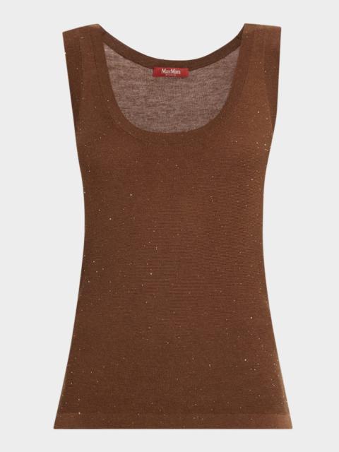 Sequin Silk-Wool Knit Tank Top