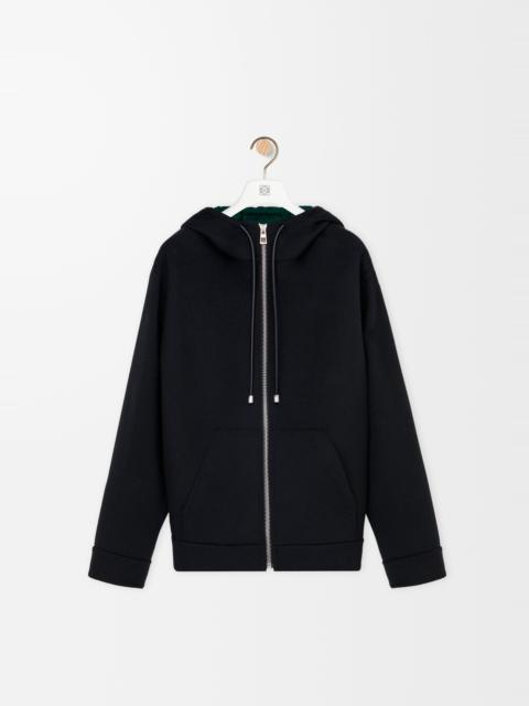 Hooded jacket in wool and cashmere