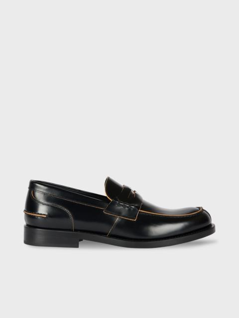 Black High-Shine Leather 'Donovan' Loafers
