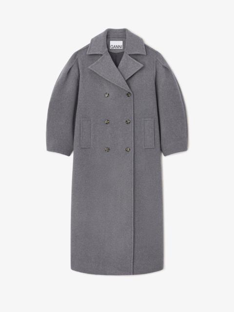 GREY WOOL PEACOAT LONG
