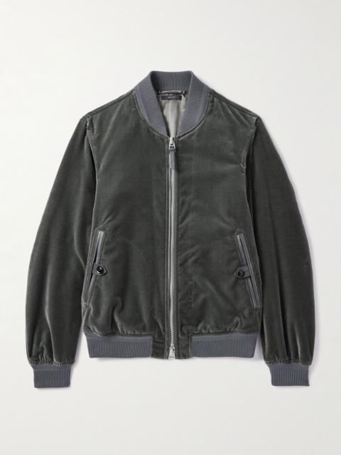 Cotton-Velvet Bomber Jacket Gray