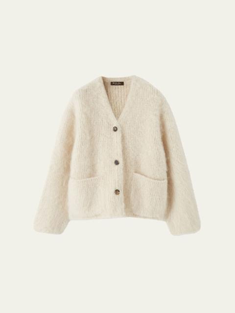 Cherry Hill Mohair-Cashmere V-Neck Cardigan