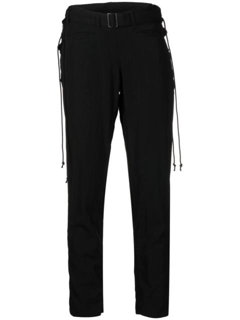 belted skinny wool trousers