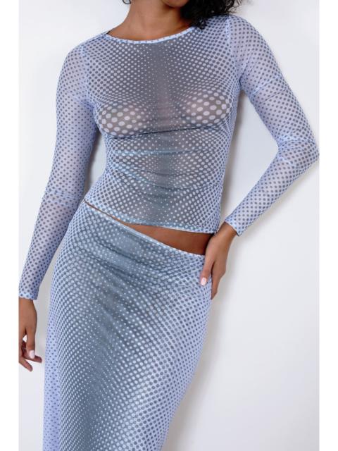 AMELIA TOP - WARPED DOT PERIWINKLE