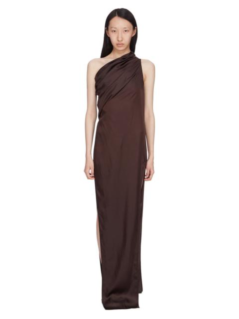 Athena Arrowhead one-shoulder draped satin maxi dress