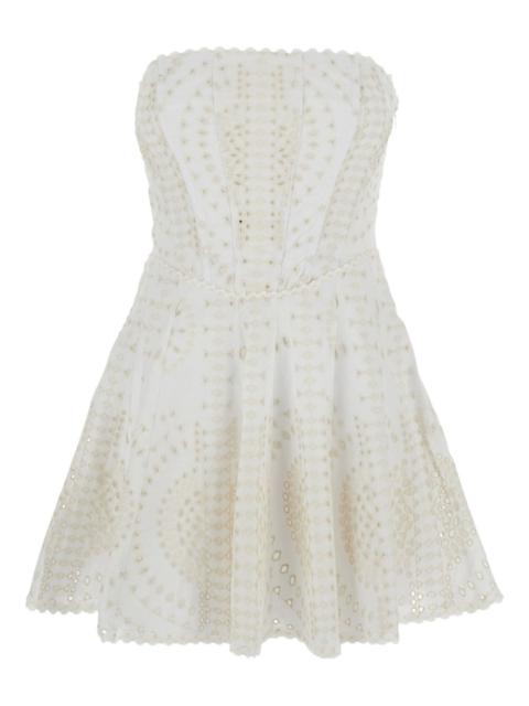 broderie-anglaise strapless dress