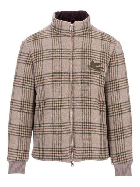 logo-embroidered checked jacket
