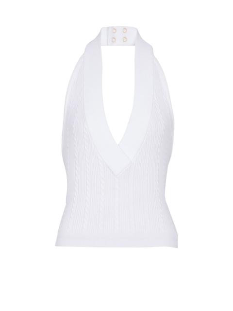 Cable-knit halterneck top
