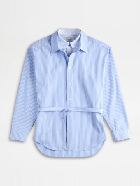 DOUBLE COLLAR SHIRT IN POPLIN - SKY BLUE, BLUE