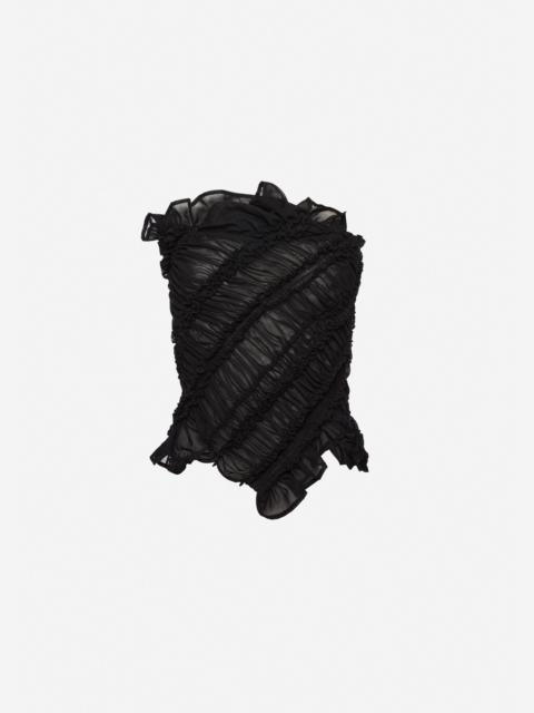 Ruched bandeau top in black